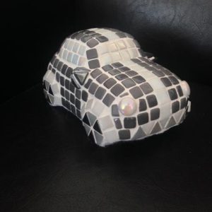 Fermijn Mozaïek Auto 13 cm Grijs / Wit