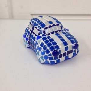 Fermijn Mozaïek Auto 13 cm Blauw Spaarpot