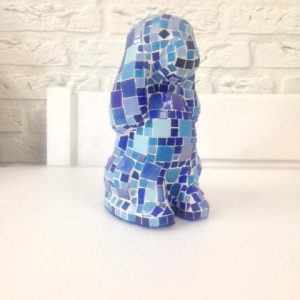 Fermijn Mozaïek Hond (Groot 24cm) Blauw