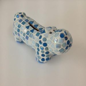 Fermijn Mozaïek Hondje 14cm Licht Blauw Spaarpot