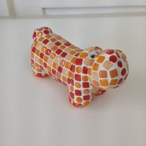 Fermijn Mozaïek Hondje 14cm Oranje / Rood