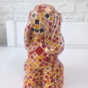 Fermijn Mozaïek Hond (Groot 24cm) Rood / Oranje