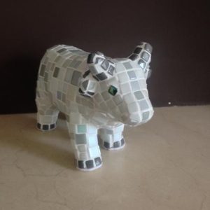 Fermijn Mozaïek Koe 19 cm Wit / Grijs